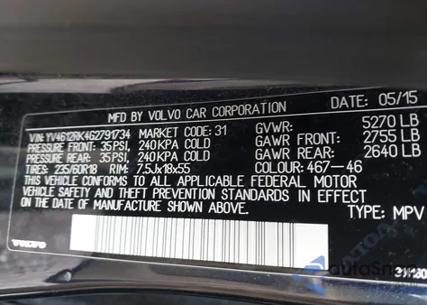 2016 Volvo Xc60 T5 Premier z USA, uszkodzony, nr VIN YV4612RK4G2791734